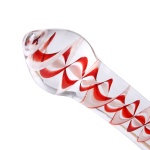 Abbildung von AYANO 23cm Dual Sensation Glasdildo, transparent mit roten Streifen