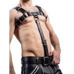 Extension de harnais de poitrine en cuir noir Mister B pour BDSM