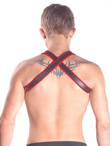 حزام Mister B من الجلد الفاخر X-Back أحمر