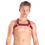 Immagine di Mister B's Red Leather X-Back Harness, accessorio BDSM di alta qualità
