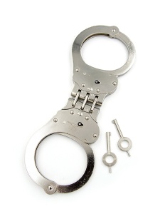 Mr B articulated steel handcuffs for BDSM play