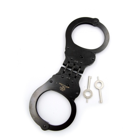 Menottes en métal noir Mister B articulées pour jeux BDSM