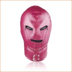 Fuchsia faux leather balaclava with zip and back lacing