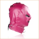 Fuchsia faux leather balaclava with zip and back lacing