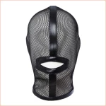 Cagoule de bondage en maille noire pour jeux BDSM