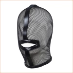 Cagoule de bondage en maille noire pour jeux BDSM