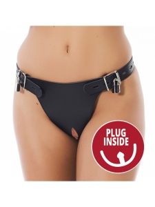 RIMBA - Leather chastity briefs with detachable anal plug
