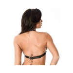 Femme portant le Soutien-Gorge Ouvert en Cuir Authentique RIMBA