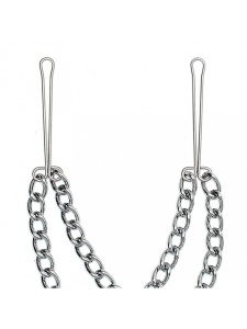 Image of Rimba's Double Chain Breast Clamps, metal BDSM accessory