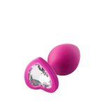 Plugs anaux Flirts de Dream Toys en silicone doux rose avec une pierre précieuse en strass en forme de cœur