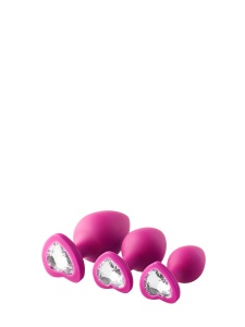 Plugs anaux Flirts de Dream Toys en silicone doux rose avec une pierre précieuse en strass en forme de cœur