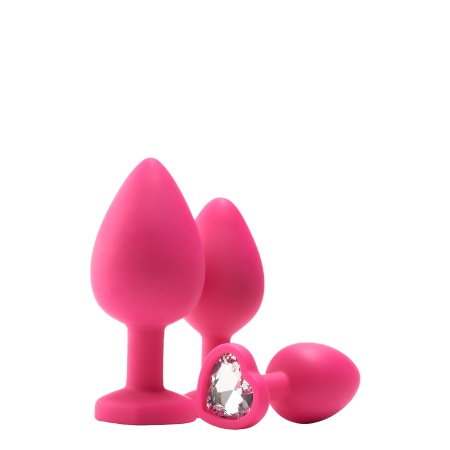 Plugs anaux Flirts de Dream Toys en silicone doux rose avec une pierre précieuse en strass en forme de cœur