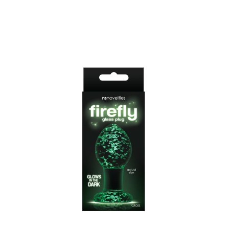 Image du Plug Anal Firefly S de NS Novelties en verre avec paillettes phosphorescentes