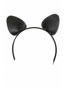 Immagine della fascia per orecchie di gatto in similpelle nera