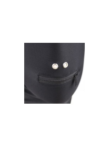Black SM bonnet with mouth zip for BDSM games