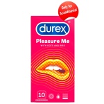 Pack of 10 Durex Pleasure Me condoms for intense stimulation