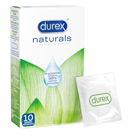 Pack of 10 Durex Naturals condoms for natural comfort