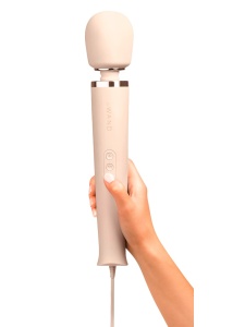 Image of Le Wand Plug-In Gold vibrator, luxury product with gold finish