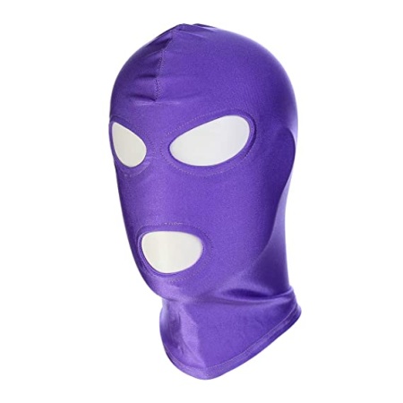 Mauve balaclava in soft spandex for fetish play