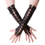 Long Vinyl Mitts - Elegant black PVC gloves