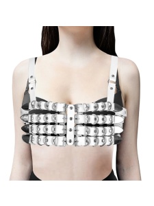 Image of the White Bustier Harness, a charming and robust bra