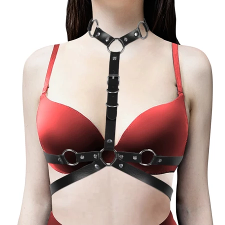 Leatherette BDSM Chest Harness in yellow, red or black