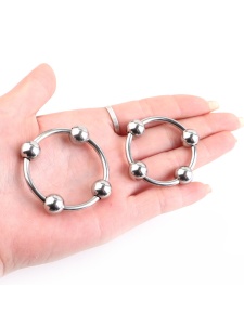 Ø40 mm steel tassel ring with 4 balls for intense stimulation