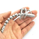 Image du Plug pénis perlé en acier avec anneau glandique