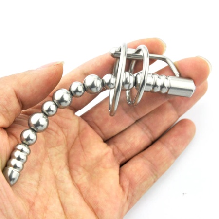 Image of the Steel Beaded Penis Plug with Gland Ring