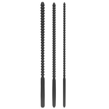 Image of the serrated Ø 0.40 penis probe, made of black silicone