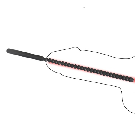 Image of the serrated Ø 0.40 penis probe, made of black silicone