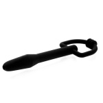 Deluxe hollow silicone penis plug image, black and white