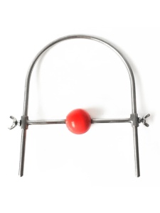 Image of the Red Ball Bite, an adjustable and safe BDSM accessory