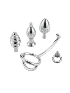 Cockring Ø 49 with 3 medical grade stainless steel plugs for intense sensations