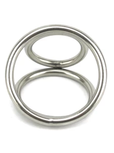 Immagine di Trinity Easy anello per pene in metallo cromato e tripla sfera