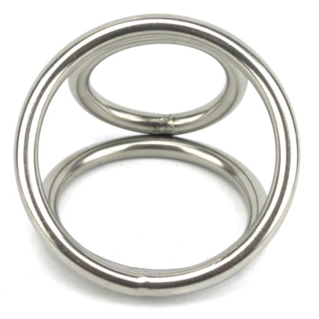 Image de l'anneau pénien et de balle triple en métal chromé Trinity Easy