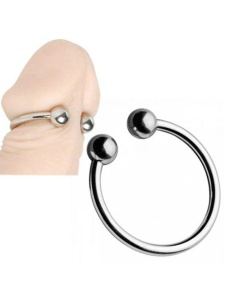 Immagine di un anello con nappina in perline in acciaio inossidabile con punto di pressione L