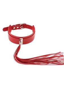 Image of an extra long BDSM pendant necklace in red