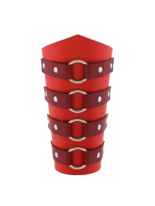Red faux leather BDSM bracelet, sturdy and adjustable