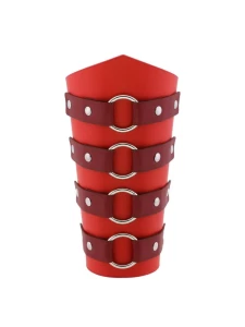 Red faux leather BDSM bracelet, sturdy and adjustable