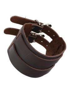 Unisex Adjustable Dark Brown Faux Leather BDSM Bracelet