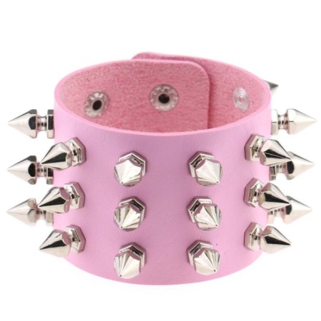 Pink BDSM Bracelet with Elegant Rivets by JOY JEWELS