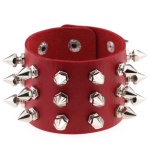 Image of the Red BDSM Faux Leather Rivet Bracelet by JOY JEWELS