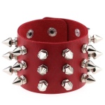 Image du Bracelet BDSM Rouge à Rivets en Faux Cuir de JOY JEWELS