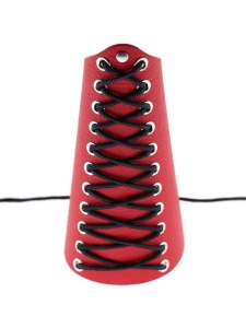 Red BDSM bracelet in adjustable faux leather, elegant and resistant