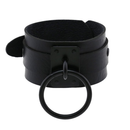 Immagine di BDSM Bracciale in metallo anello nero regolabile da Emp