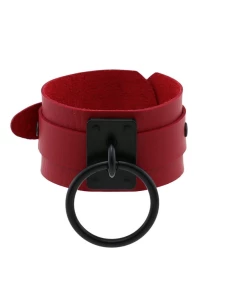 Image du Bracelet BDSM Rouge Ajustable en Faux Cuir par Joy JEWELS