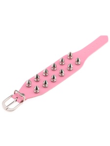 Image of Pink Faux Leather BDSM Bracelet with Adjustable Studs