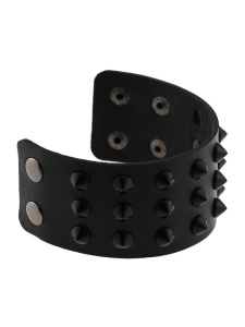Image of the Black Vegan Studded Leather BDSM Bracelet