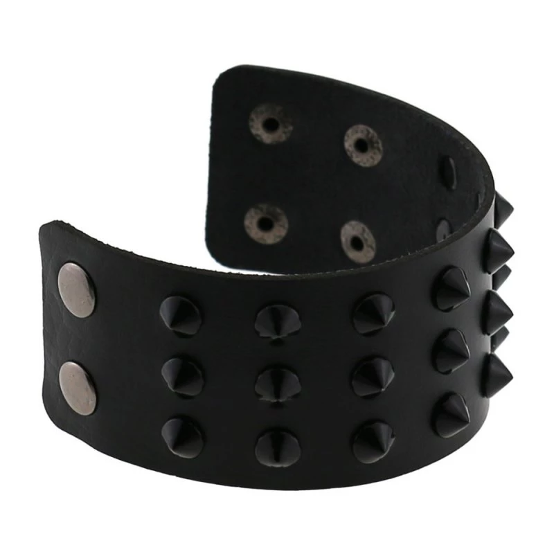 Bracciale BDSM in pelle vegana nera con borchie